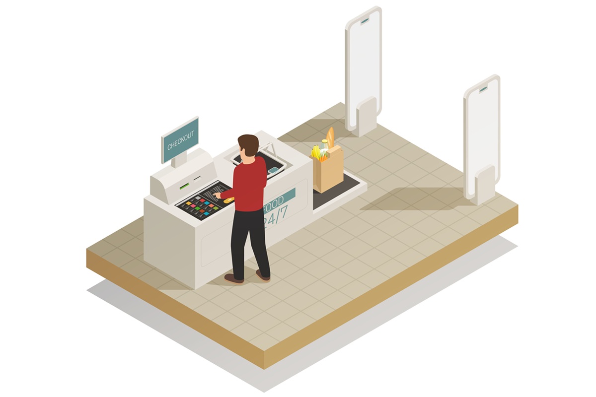 RFID自動会計システムの様子