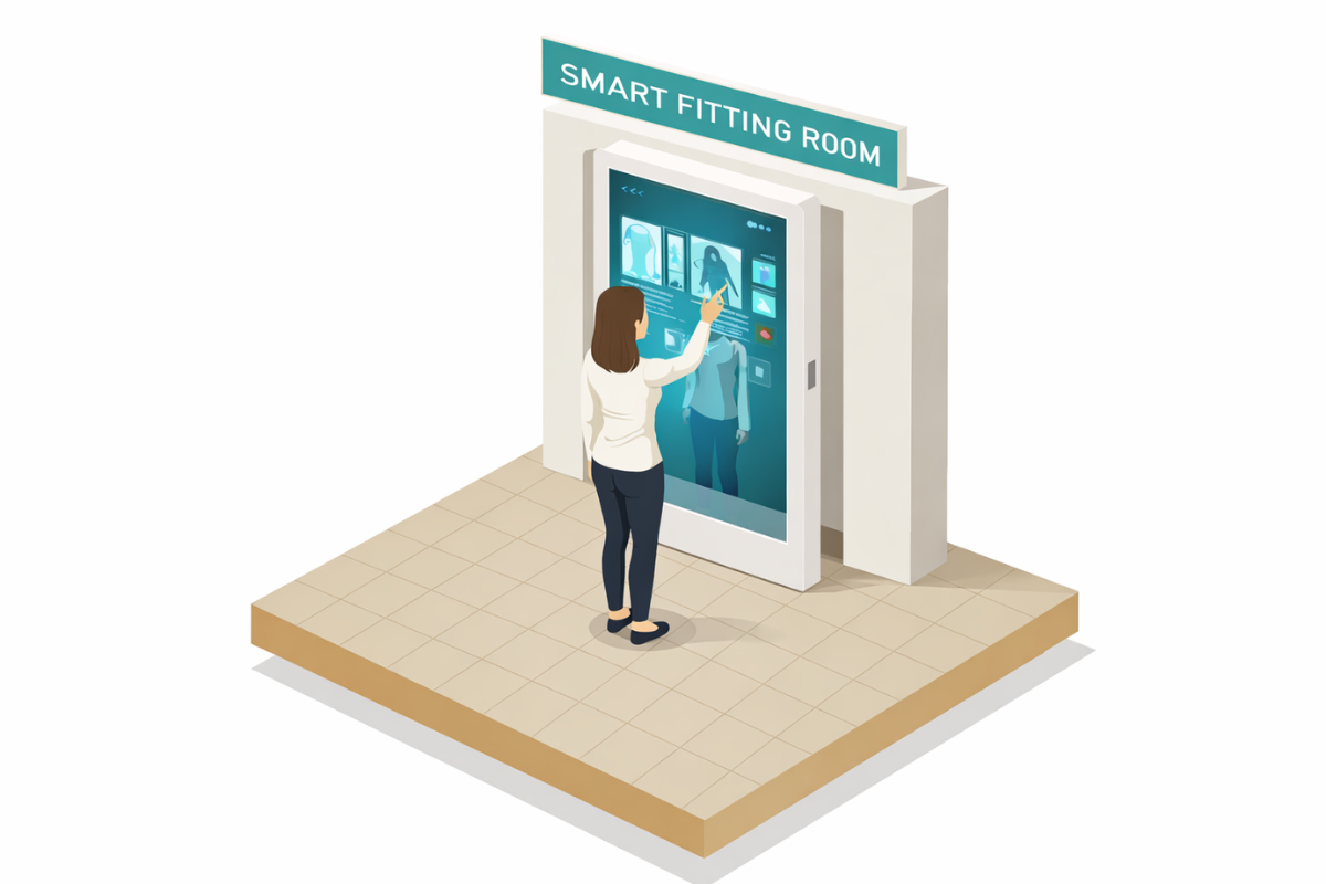 RFIDを活用したスマート試着室の様子