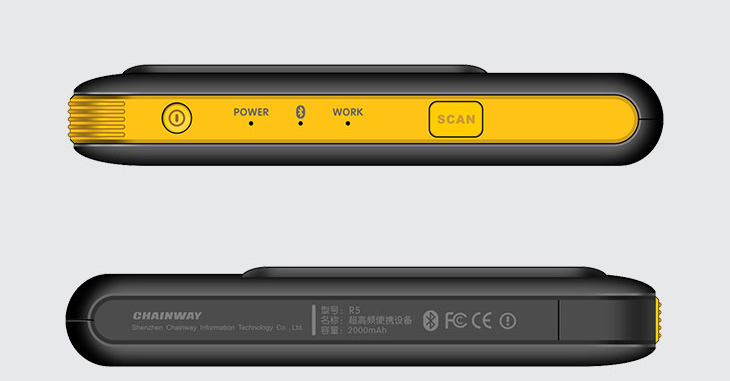 Chainway R5 ウェアラブルUHF RFIDリーダー 側面ポート
