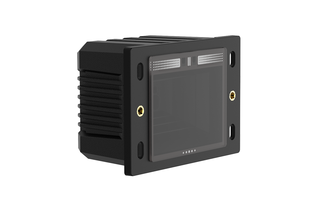 Cino IM680組込式スキャンモジュールの前面読取窓と側面の筐体