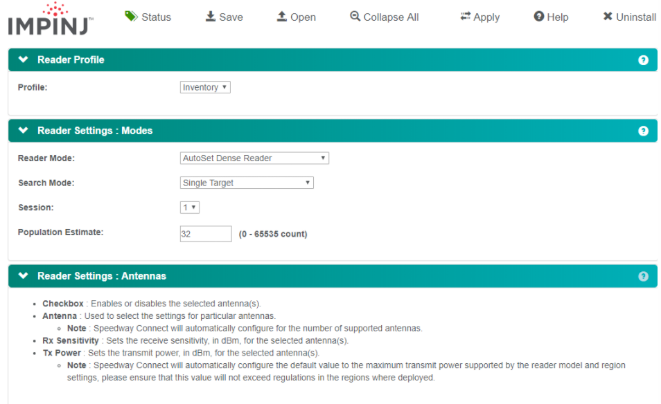 Speedway Connect ユーザーインターフェース画面