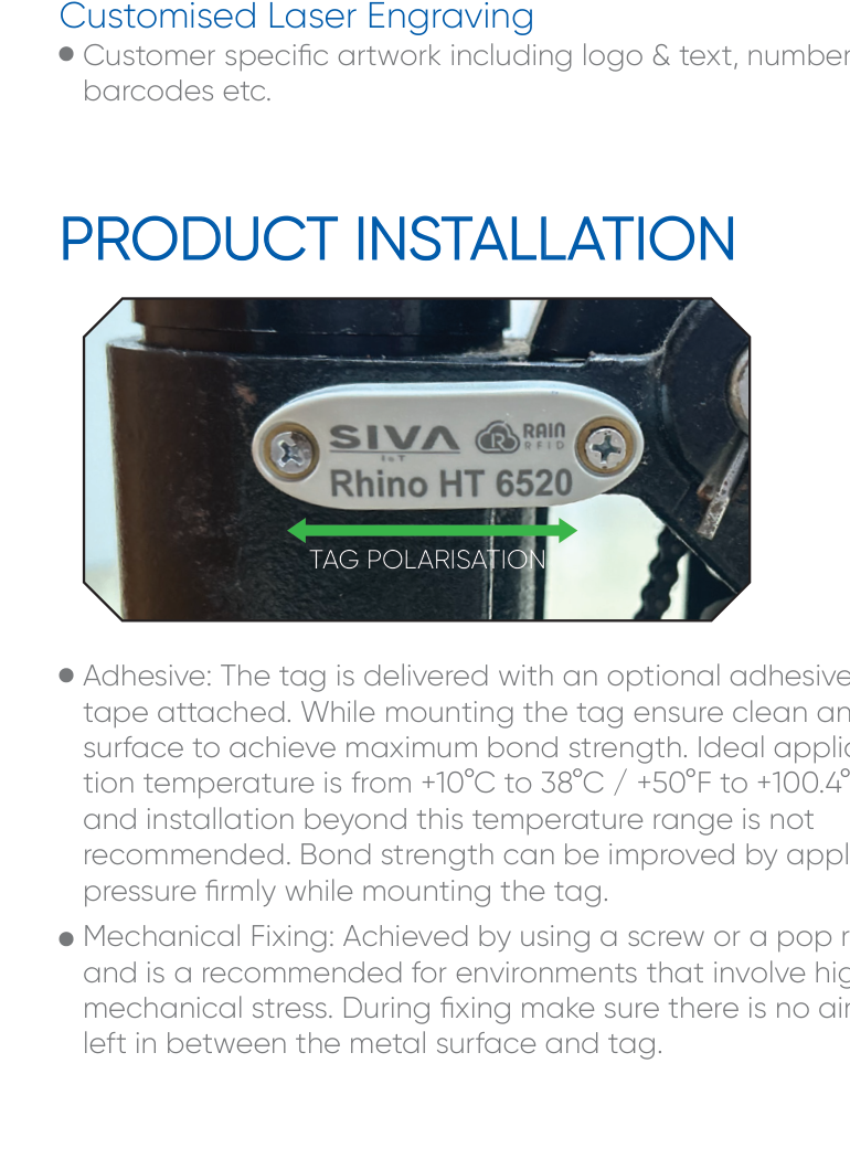 SIVA Rhino HT 6520 取付方法図（接着・機械的固定）