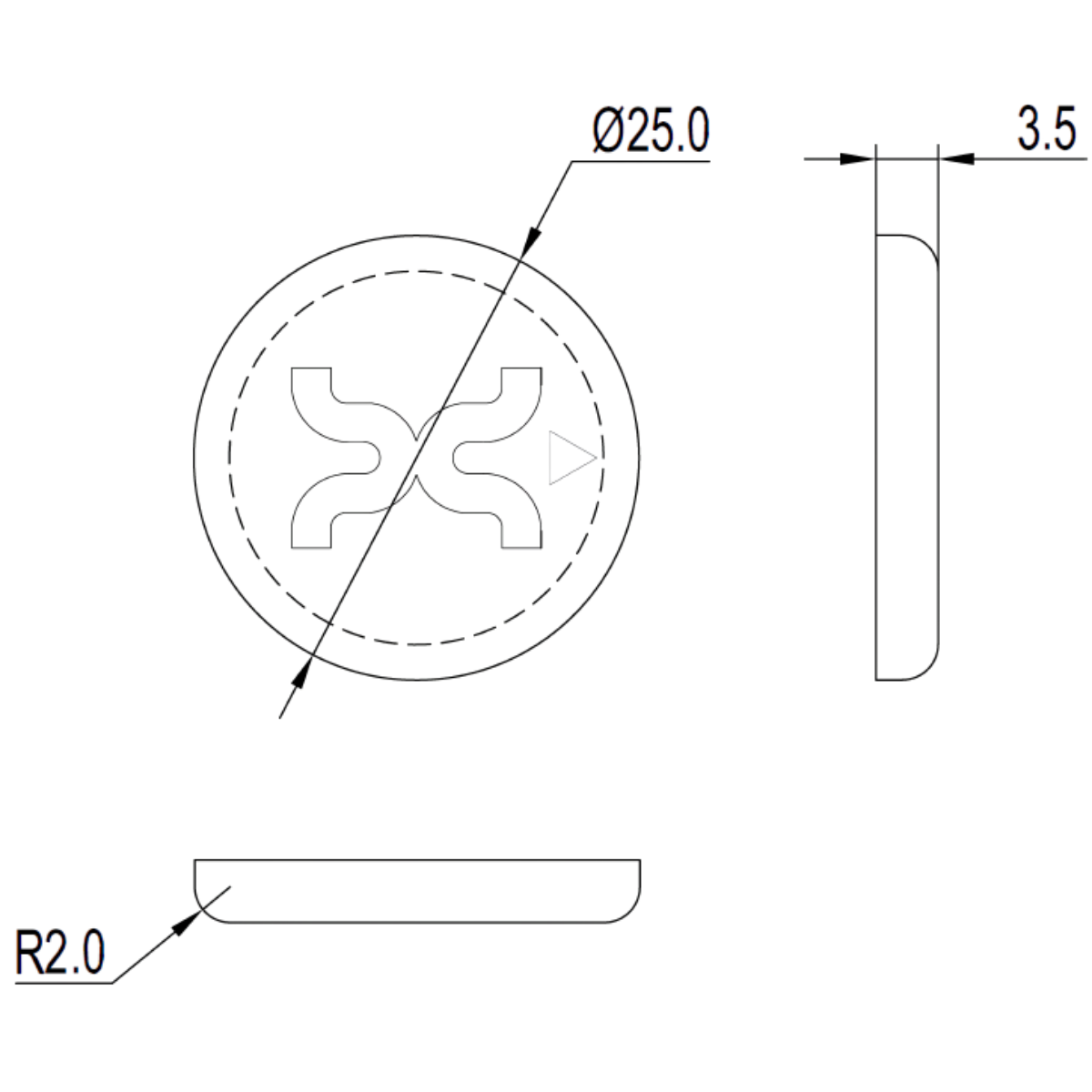 Xerafy Circular TRAK 寸法図 - product overview