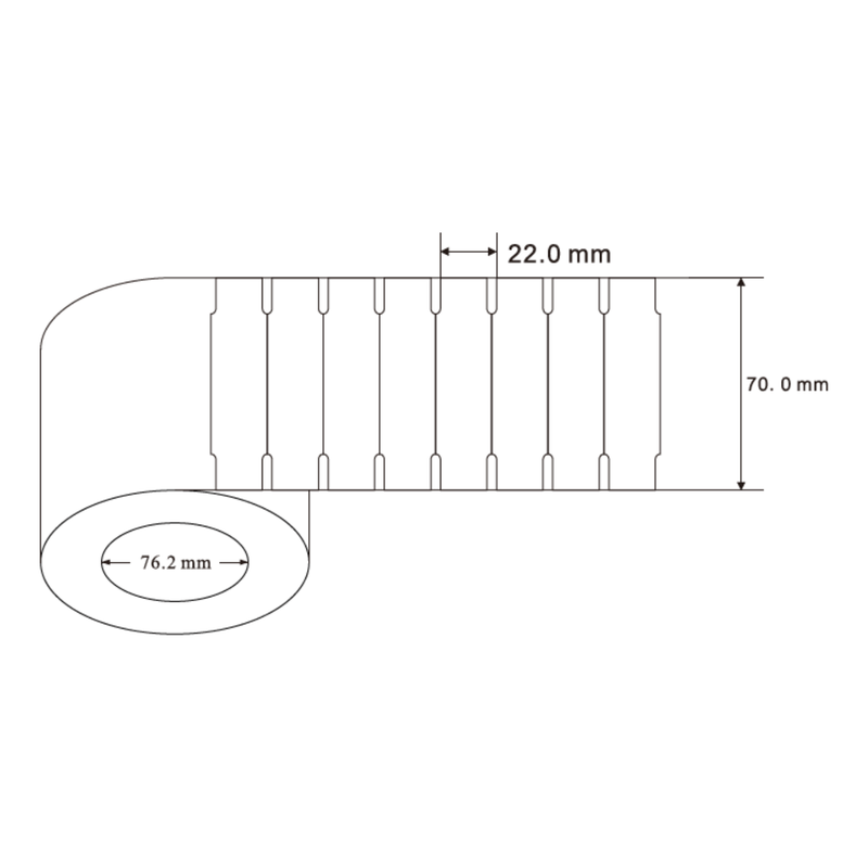 Xerafy TEX 70x22 Roll 寸法図