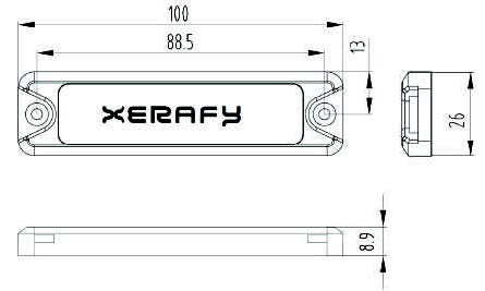 Xerafy XENSE Temp 寸法図 - product overview